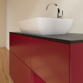 Тумба под раковину Villeroy & Boch Finion 120х50,1 см с подсветкой МДФ пион матовый лак/стекло черное матовое F832HBHB