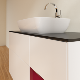 Тумба под раковину Villeroy & Boch Finion 120х50,1 см с подсветкой МДФ белый матовый лак/стекло черное матовое F832HBMT