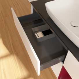 Тумба под раковину Villeroy & Boch Finion 120х50,1 см с подсветкой МДФ белый матовый лак/стекло черное матовое F832HBMT