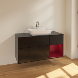 Тумба под раковину Villeroy & Boch Finion 120х50,1 см с подсветкой МДФ черный матовый лак/стекло черное матовое F832HBPD