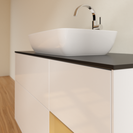 Тумба под раковину Villeroy & Boch Finion 120х50,1 см с подсветкой МДФ глянцевый белый лак/стекло черное матовое F832HFGF