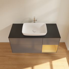 Тумба под раковину Villeroy & Boch Finion 120х50,1 см с подсветкой МДФ антрацит матовый лак/стекло черное матовое F832HFGK