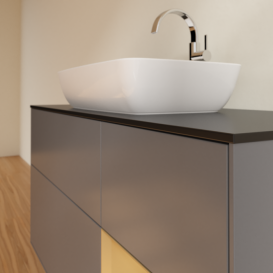 Тумба под раковину Villeroy & Boch Finion 120х50,1 см с подсветкой МДФ антрацит матовый лак/стекло черное матовое F832HFGK