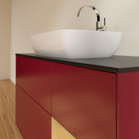 Тумба под раковину Villeroy & Boch Finion 120х50,1 см с подсветкой МДФ пион матовый лак/стекло черное матовое F832HFHB