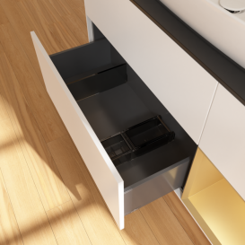 Тумба под раковину Villeroy & Boch Finion 120х50,1 см с подсветкой МДФ белый матовый лак/стекло черное матовое F832HFMT