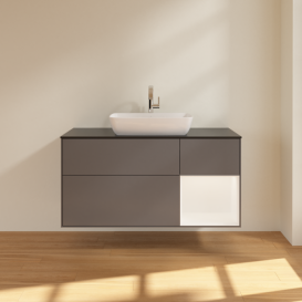 Тумба под раковину Villeroy & Boch Finion 120х50,1 см с подсветкой МДФ антрацит матовый лак/стекло черное матовое F832MTGK