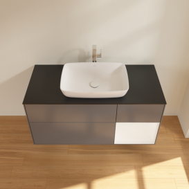 Тумба под раковину Villeroy & Boch Finion 120х50,1 см с подсветкой МДФ антрацит матовый лак/стекло черное матовое F832MTGK