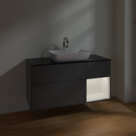 Тумба под раковину Villeroy & Boch Finion 120х50,1 см с подсветкой МДФ антрацит матовый лак/стекло черное матовое F832MTGK
