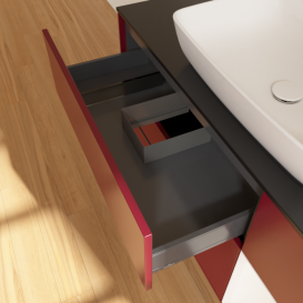 Тумба под раковину Villeroy & Boch Finion 120х50,1 см с подсветкой МДФ пион матовый лак/стекло черное матовое F832MTHB