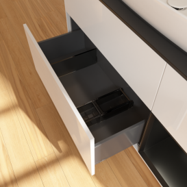 Тумба под раковину Villeroy & Boch Finion 120х50,1 см с подсветкой МДФ глянцевый белый лак/стекло черное матовое F832PDGF