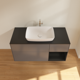 Тумба под раковину Villeroy & Boch Finion 120х50,1 см с подсветкой МДФ антрацит матовый лак/стекло черное матовое F832PDGK