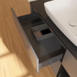 Тумба под раковину Villeroy & Boch Finion 120х50,1 см с подсветкой МДФ антрацит матовый лак/стекло черное матовое F832PDGK