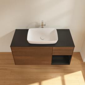 Тумба под раковину Villeroy & Boch Finion 120х50,1 см с подсветкой МДФ шпон грецкого ореха/стекло черное матовое F832PDGN