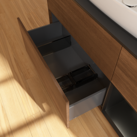 Тумба под раковину Villeroy & Boch Finion 120х50,1 см с подсветкой МДФ шпон грецкого ореха/стекло черное матовое F832PDGN