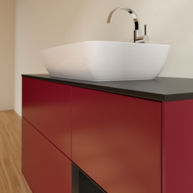 Тумба под раковину Villeroy & Boch Finion 120х50,1 см с подсветкой МДФ пион матовый лак/стекло черное матовое F832PDHB