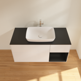 Тумба под раковину Villeroy & Boch Finion 120х50,1 см с подсветкой МДФ белый матовый лак/стекло черное матовое F832PDMT