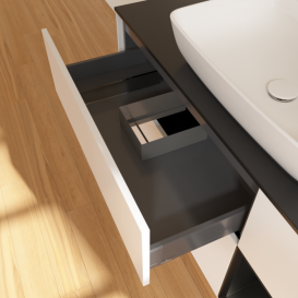 Тумба под раковину Villeroy & Boch Finion 120х50,1 см с подсветкой МДФ белый матовый лак/стекло черное матовое F832PDMT