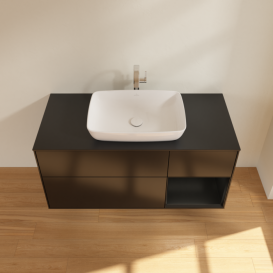 Тумба под раковину Villeroy & Boch Finion 120х50,1 см с подсветкой МДФ черный матовый лак/стекло черное матовое F832PDPD