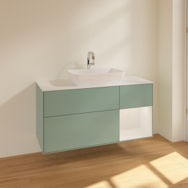 Тумба под раковину Villeroy & Boch Finion 120х50,1 см с подсветкой МДФ оливковый матовый лак/стекло белое матовое F831GFGM