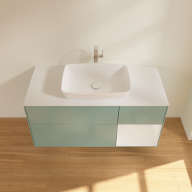 Тумба под раковину Villeroy & Boch Finion 120х50,1 см с подсветкой МДФ оливковый матовый лак/стекло белое матовое F831GFGM