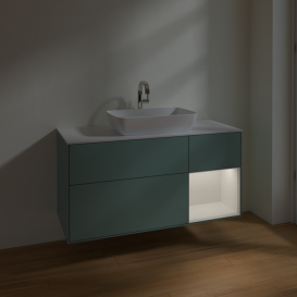 Тумба под раковину Villeroy & Boch Finion 120х50,1 см с подсветкой МДФ оливковый матовый лак/стекло белое матовое F831GFGM