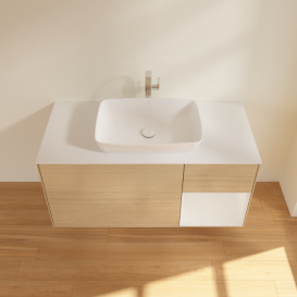 Тумба под раковину Villeroy & Boch Finion 120х50,1 см с подсветкой МДФ шпон дуба/стекло белое матовое F831GFPC