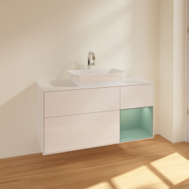 Тумба под раковину Villeroy & Boch Finion 120х50,1 см с подсветкой МДФ глянцевый белый лак/стекло белое матовое F831GMGF