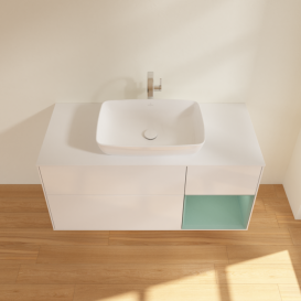 Тумба под раковину Villeroy & Boch Finion 120х50,1 см с подсветкой МДФ глянцевый белый лак/стекло белое матовое F831GMGF