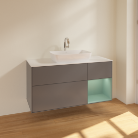 Тумба под раковину Villeroy & Boch Finion 120х50,1 см с подсветкой МДФ антрацит матовый лак/стекло белое матовое F831GMGK