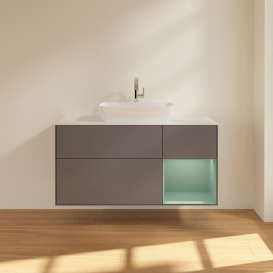 Тумба под раковину Villeroy & Boch Finion 120х50,1 см с подсветкой МДФ антрацит матовый лак/стекло белое матовое F831GMGK