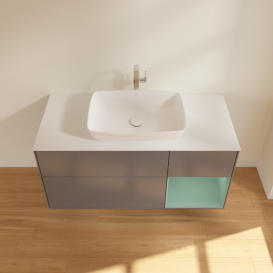 Тумба под раковину Villeroy & Boch Finion 120х50,1 см с подсветкой МДФ антрацит матовый лак/стекло белое матовое F831GMGK