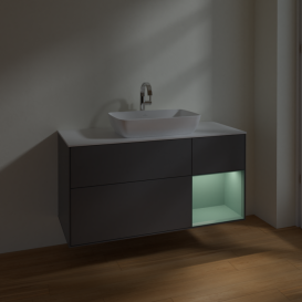 Тумба под раковину Villeroy & Boch Finion 120х50,1 см с подсветкой МДФ антрацит матовый лак/стекло белое матовое F831GMGK
