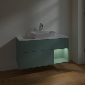 Тумба под раковину Villeroy & Boch Finion 120х50,1 см с подсветкой МДФ оливковый матовый лак/стекло белое матовое F831GMGM