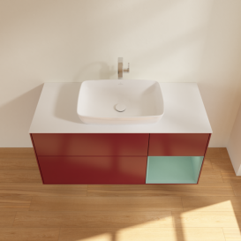 Тумба под раковину Villeroy & Boch Finion 120х50,1 см с подсветкой МДФ пион матовый лак/стекло белое матовое F831GMHB