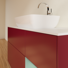 Тумба под раковину Villeroy & Boch Finion 120х50,1 см с подсветкой МДФ пион матовый лак/стекло белое матовое F831GMHB