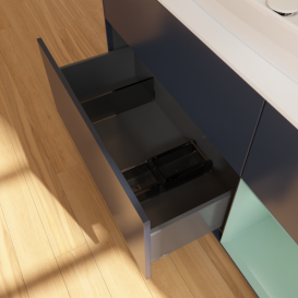 Тумба под раковину Villeroy & Boch Finion 120х50,1 см с подсветкой МДФ темно-синий матовый лак/стекло белое матовое F831GMHG