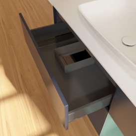 Тумба под раковину Villeroy & Boch Finion 120х50,1 см с подсветкой МДФ темно-синий матовый лак/стекло белое матовое F831GMHG