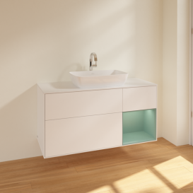 Тумба под раковину Villeroy & Boch Finion 120х50,1 см с подсветкой МДФ белый матовый лак/стекло белое матовое F831GMMT