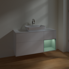 Тумба под раковину Villeroy & Boch Finion 120х50,1 см с подсветкой МДФ белый матовый лак/стекло белое матовое F831GMMT