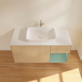 Тумба под раковину Villeroy & Boch Finion 120х50,1 см с подсветкой МДФ шпон дуба/стекло белое матовое F831GMPC