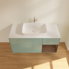 Тумба под раковину Villeroy & Boch Finion 120х50,1 см с подсветкой МДФ оливковый матовый лак/стекло белое матовое F831GNGM