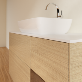 Тумба под раковину Villeroy & Boch Finion 120х50,1 см с подсветкой МДФ шпон дуба/стекло белое матовое F831GNPC