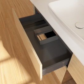 Тумба под раковину Villeroy & Boch Finion 120х50,1 см с подсветкой МДФ шпон дуба/стекло белое матовое F831GNPC