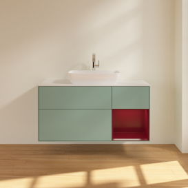 Тумба под раковину Villeroy & Boch Finion 120х50,1 см с подсветкой МДФ оливковый матовый лак/стекло белое матовое F831HBGM