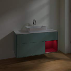 Тумба под раковину Villeroy & Boch Finion 120х50,1 см с подсветкой МДФ оливковый матовый лак/стекло белое матовое F831HBGM