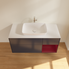 Тумба под раковину Villeroy & Boch Finion 120х50,1 см с подсветкой МДФ темно-синий матовый лак/стекло белое матовое F831HBHG