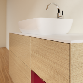 Тумба под раковину Villeroy & Boch Finion 120х50,1 см с подсветкой МДФ шпон дуба/стекло белое матовое F831HBPC