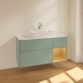 Тумба под раковину Villeroy & Boch Finion 120х50,1 см с подсветкой МДФ оливковый матовый лак/стекло белое матовое F831HFGM