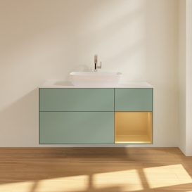 Тумба под раковину Villeroy & Boch Finion 120х50,1 см с подсветкой МДФ оливковый матовый лак/стекло белое матовое F831HFGM