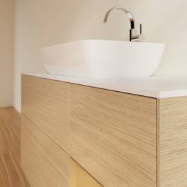 Тумба под раковину Villeroy & Boch Finion 120х50,1 см с подсветкой МДФ шпон дуба/стекло белое матовое F831HFPC